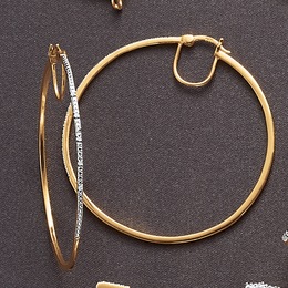 Diamond Large Hoops, , large