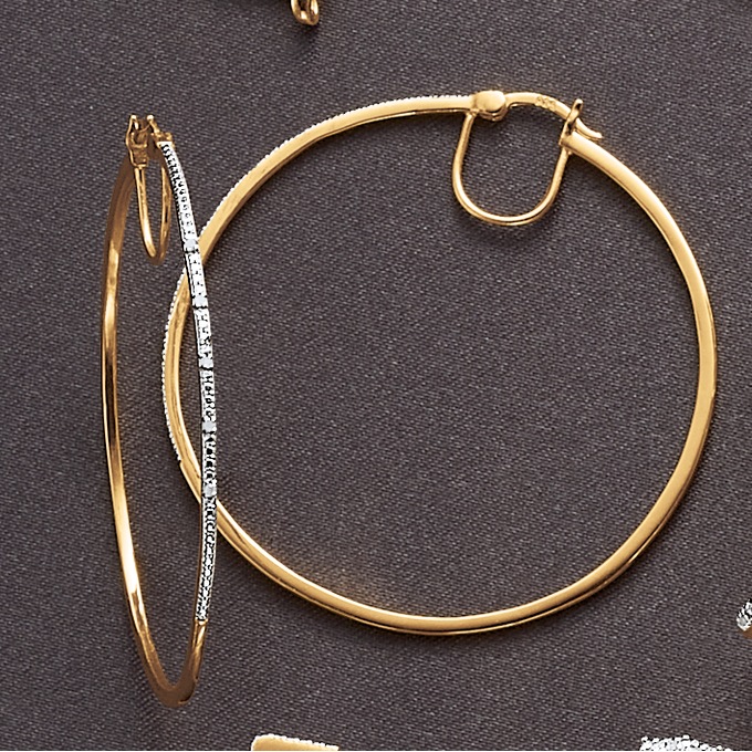 Diamond Large Hoops, , large