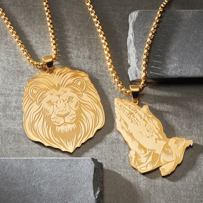 Men's Goldtone Stainless Steel Theme Pendant, , large