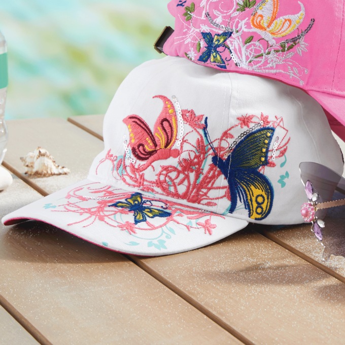 Butterfly Embellished Baseball Cap, , large
