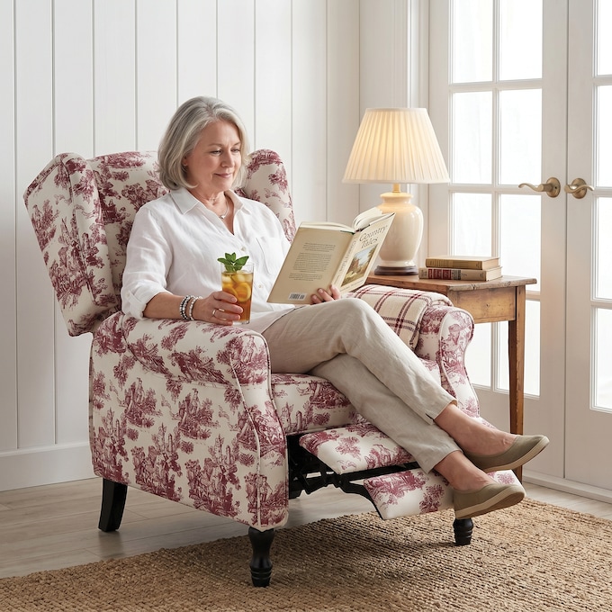 Toile Wingback Recliner, , large