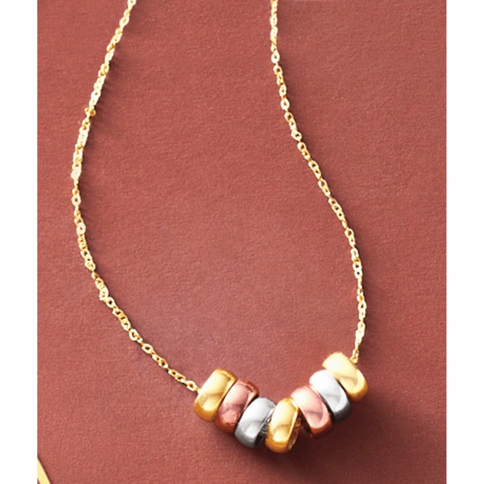 10K Gold Tricolor Lucky Rings Pendant, , large