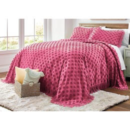 Chenille Dot Bedspread, Raspberry, large