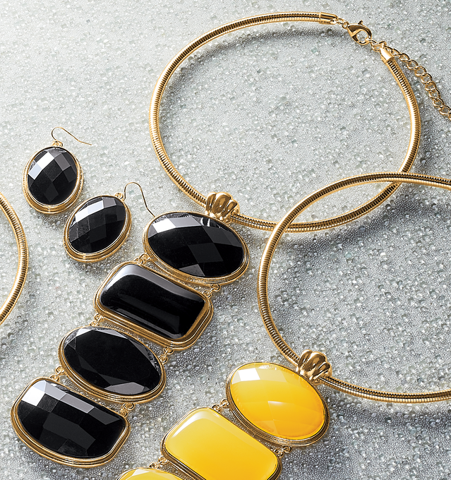 Geometric Necklace and Earring Set, , large