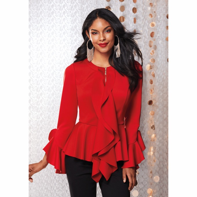 Darcy Zip-Up Ruffles Jacket for Women with Peplum, , large