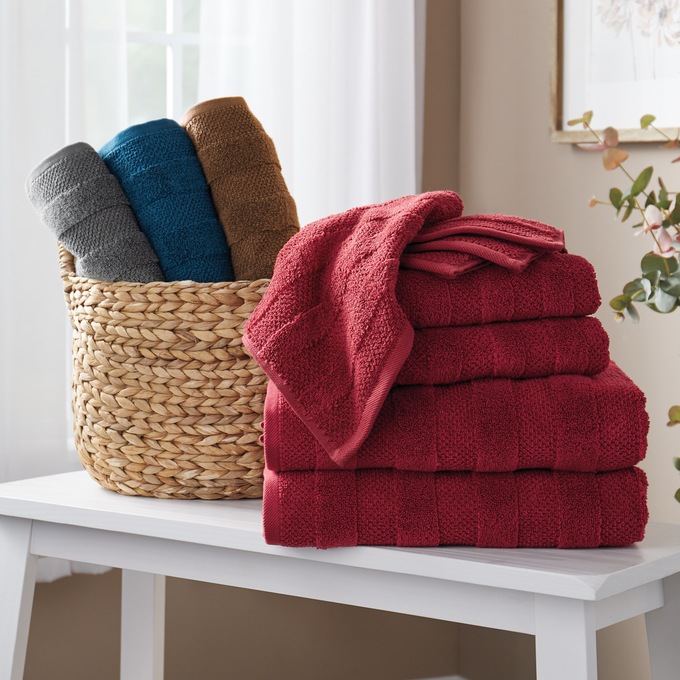 8-Piece Ribbed Quick-Dry Towel Set, , large
