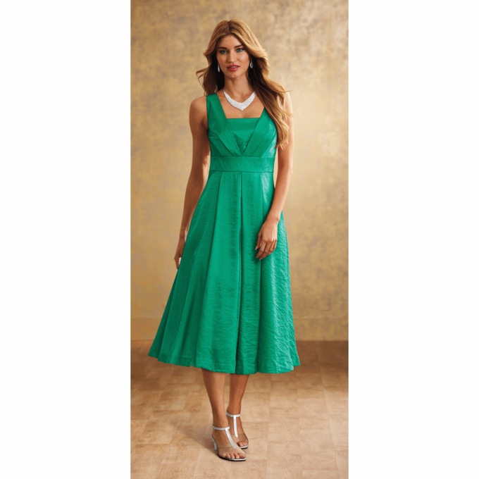 Elegant Fit-and-Flare Sparkling Jacket  Dress with 3/4 Sleeve, , large