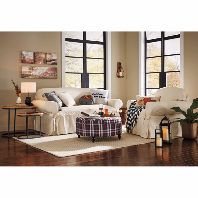 Plaid Storage Ottoman, , large