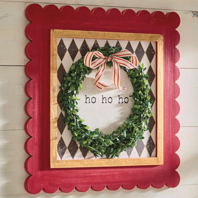 Christmas Wall Art with Scalloped Frame, Multi, large
