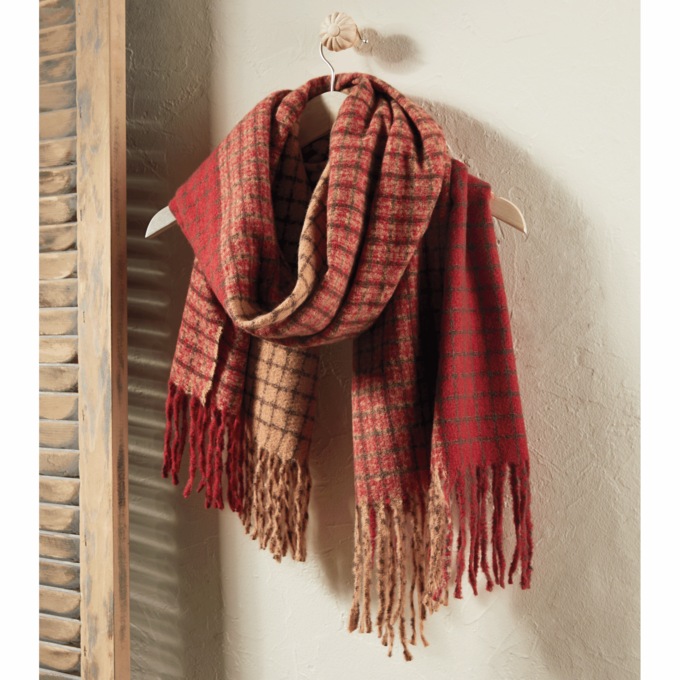 Oversized Plaid Scarf, , large