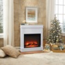 Harbor Electric Fireplace with Mantel, White, large