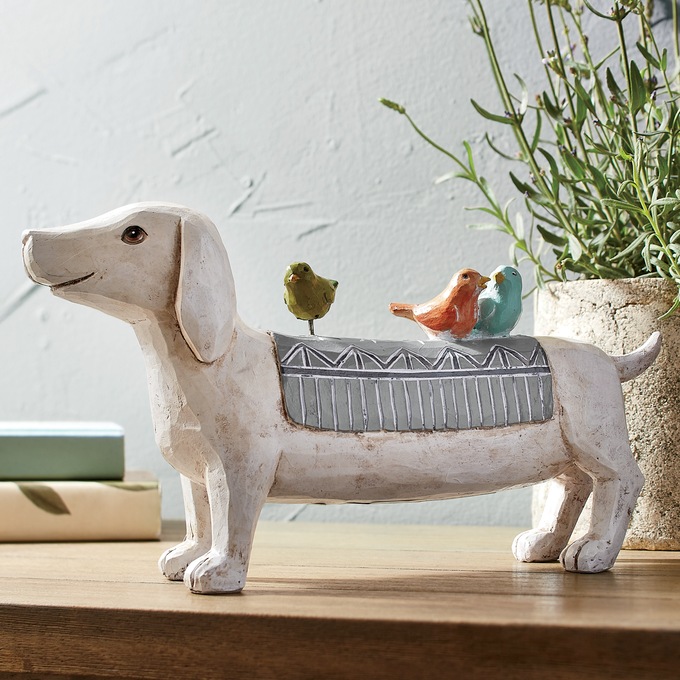 Carved Doxie with Birds D&eacute;cor, , large