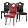Faux-Leather Nailhead Dining Chair with Elegant Scalloped Back, , large