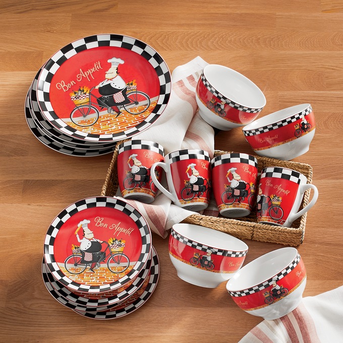 16Piece Bicycle Chef Dinnerware Set Seventh Avenue