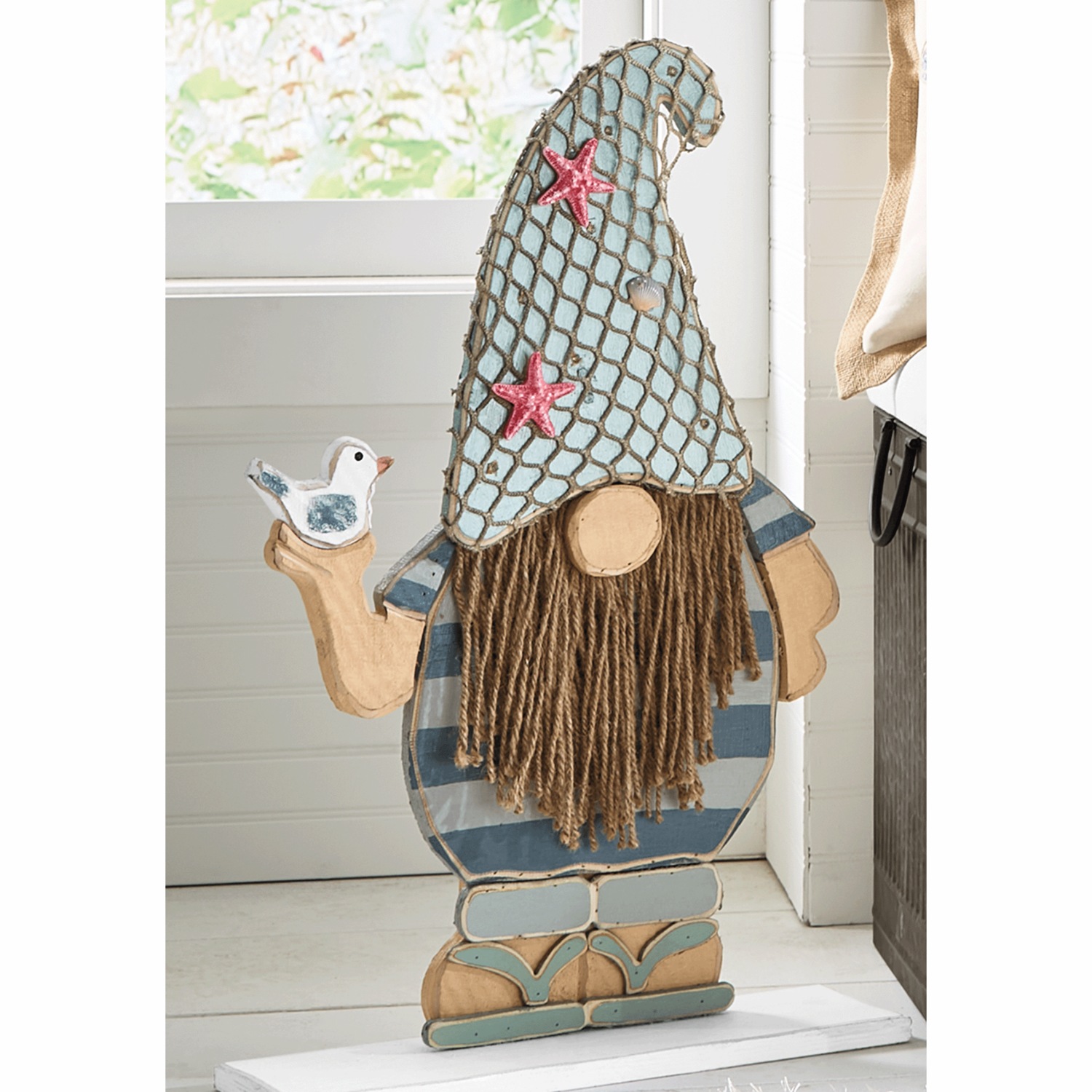 Chunky Wood Lit Coastal Gnome | Seventh Avenue