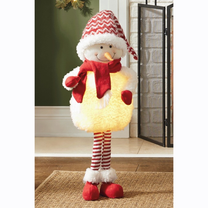 Lit Fabric Snowman, , large