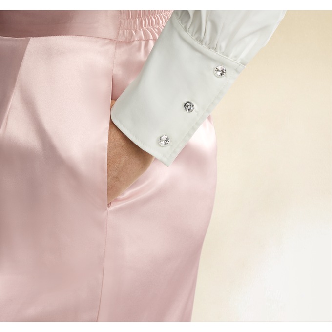 Satin Wide-Leg Pant, Blush, large