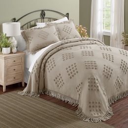Harper Chenille Bedspread, Taupe, large