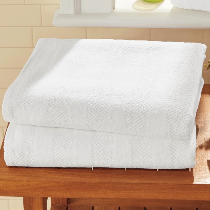 Set of 2 Quick Dry Bath Towel, White, large