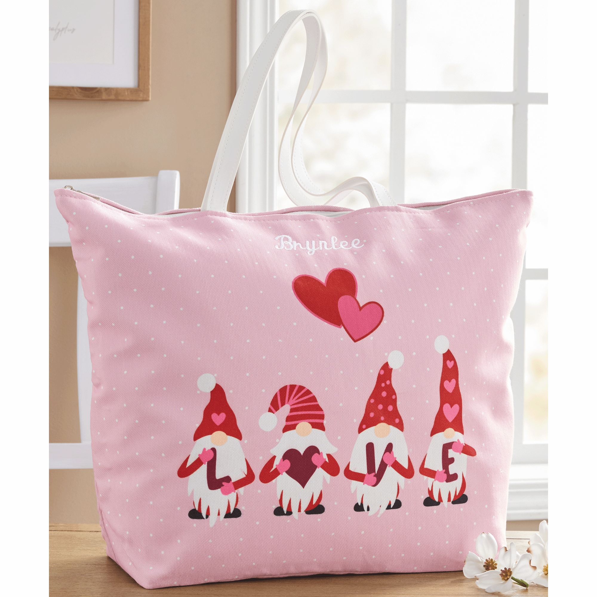 Personalized Valentines Gnome Tote, , large