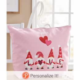 Personalized Valentines Gnome Tote, , large