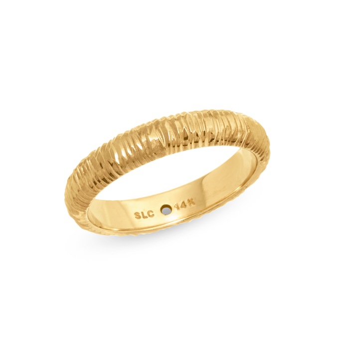 14K Gold Nano Diamond Resin 4mm Diamond-Cut Band, , large