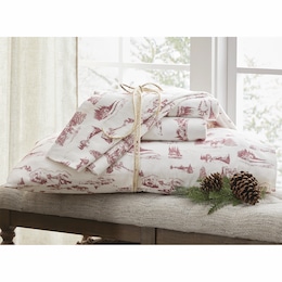 Christmas Toile Flannel Sheet Set, , large