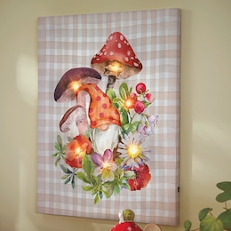 Lit Mushroom Gnomes Wall Art, , large