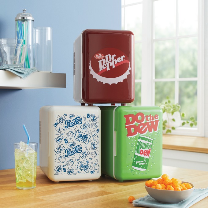 Retro Branded 6-Can Mini Fridge, , large