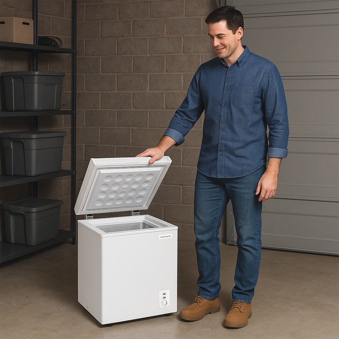 Frigidaire 2.1 cu. ft. Convertible Chest Freezer/Fridge, White, large