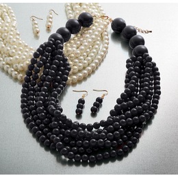 Beaded Necklace and Earring Set, , large