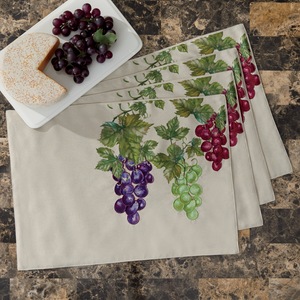 Embroidered Grape Placemat Set, , large