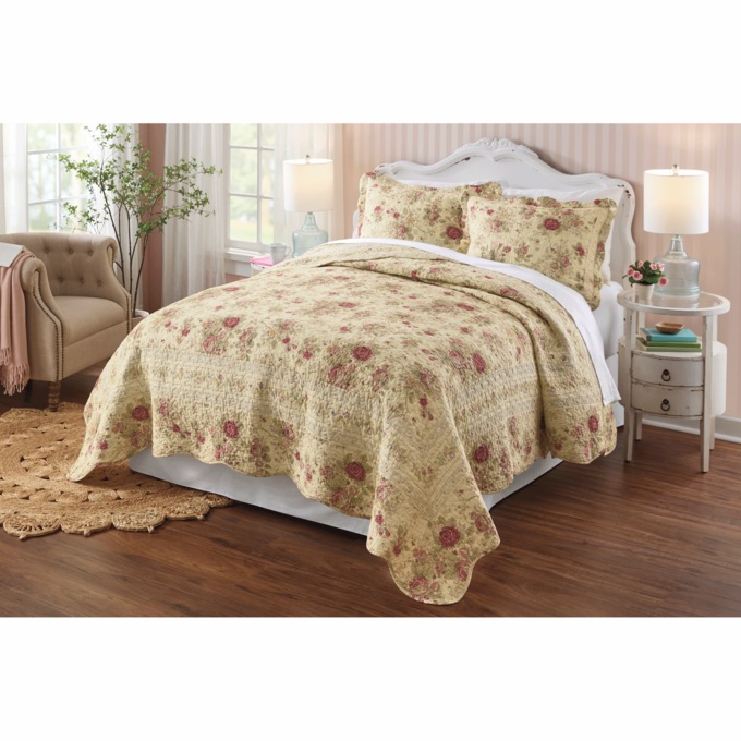 Antique Rose 3-Piece Quilt Set, , large