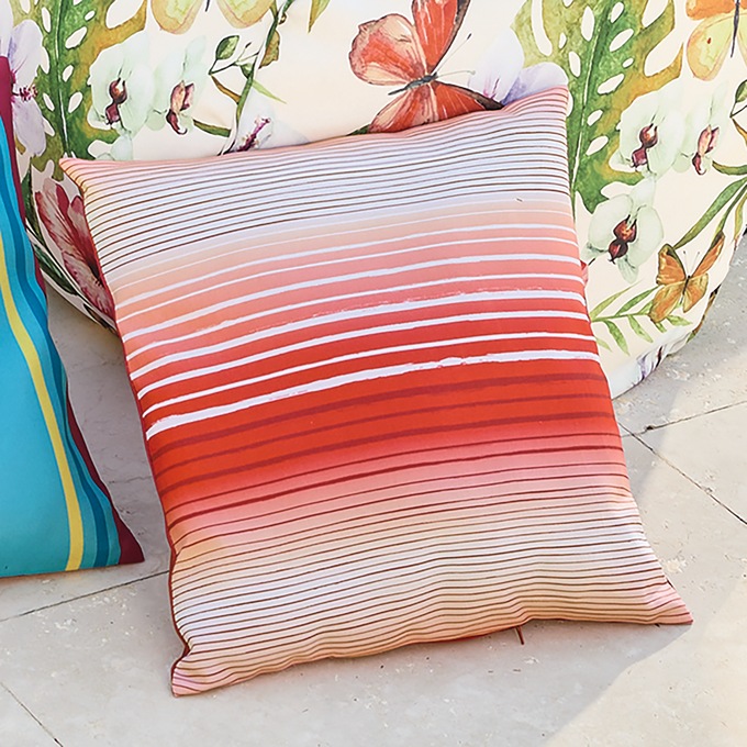 Outdoor Pillow, Red Stripe, large