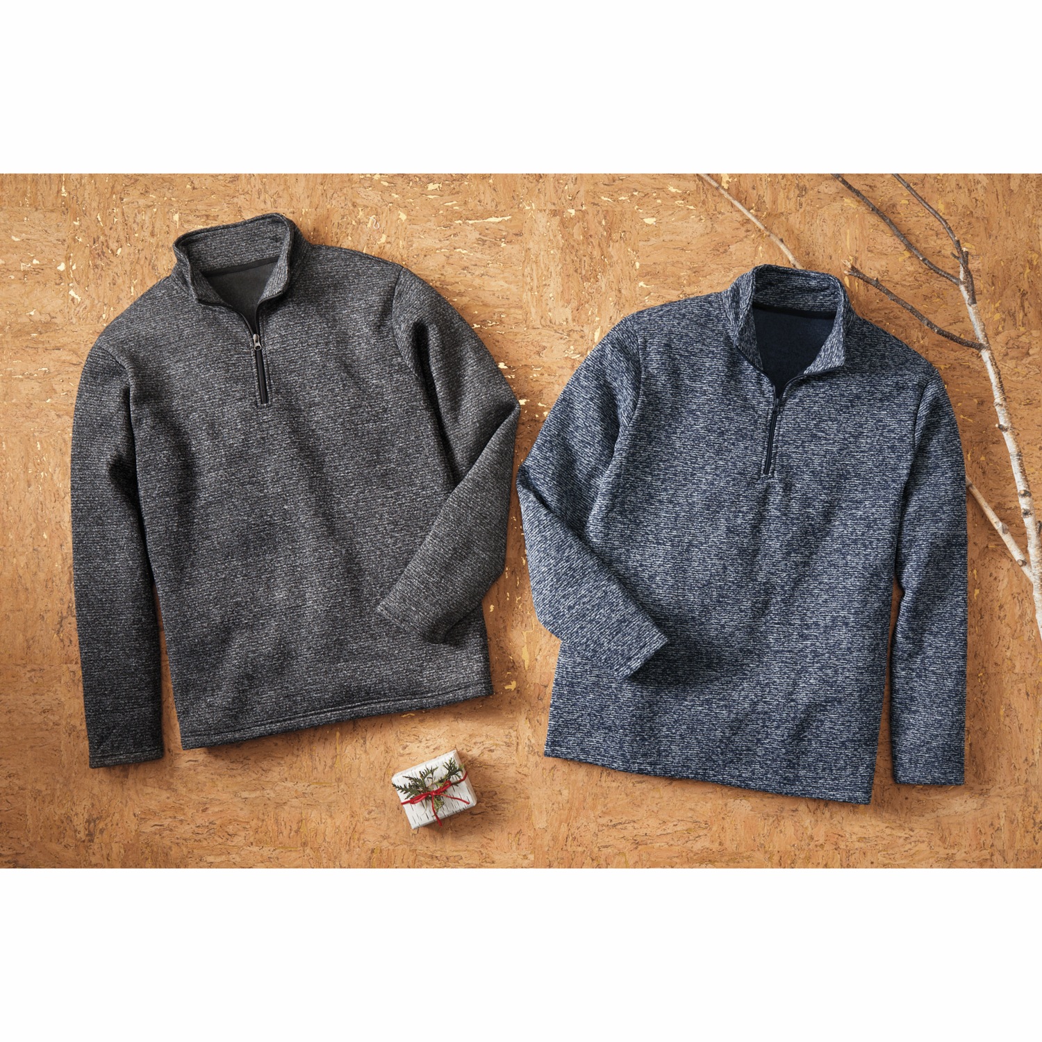 2-Pack Menís Melange Knit Brushed Fleece 1/4-Zip Pullover