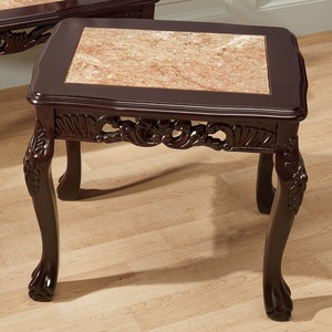 Hand-Carved Genuine Marble End Table, , large