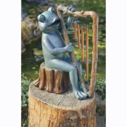 Frog with Harp Wind Chime, , large