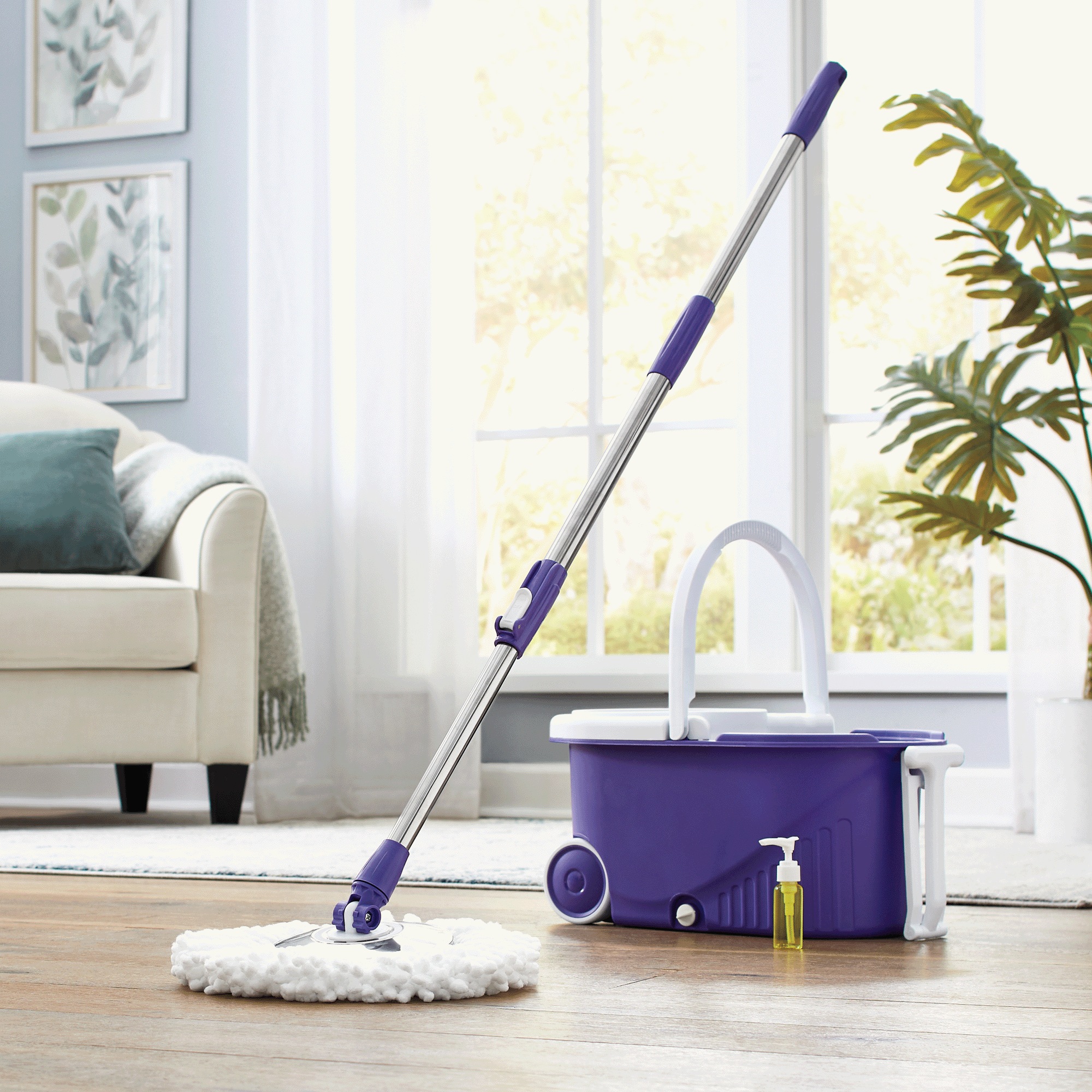 Personalized Clean Water Spin Mop System, Amethyst, large
