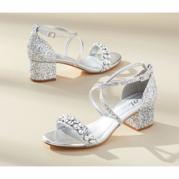 Midnight Velvet Cross-Strap Glitter Sandal, , large