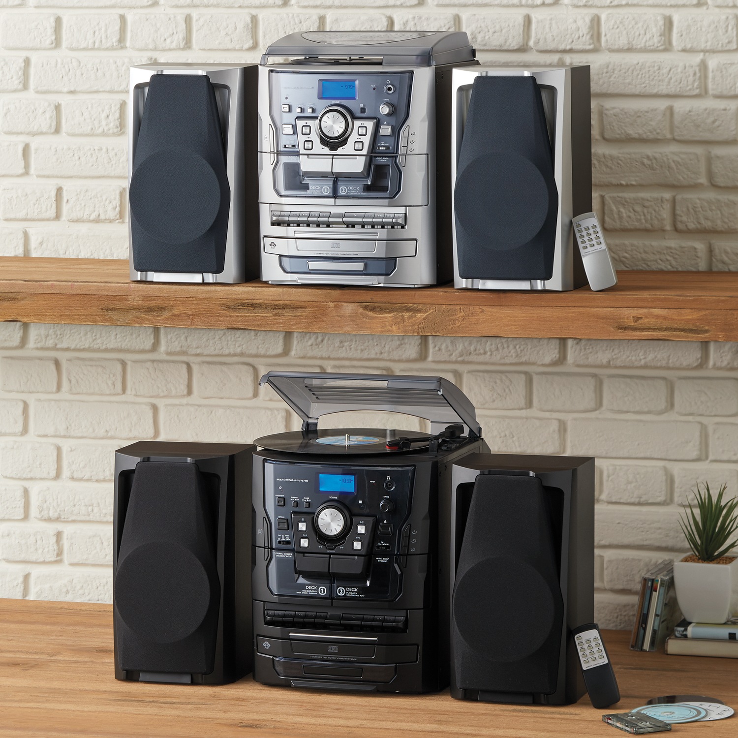 6-in-1 Music System with Deluxe Turntable, iPod/MP3, AM/FM, CD