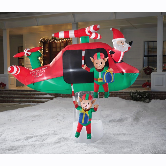 Santa and Elves in Helicopter Inflatable, , large