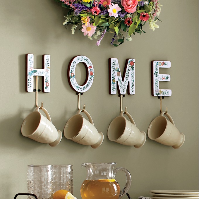 4-Piece Set Floral Home Letter-Hooks, , large