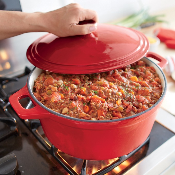 7-Qt. Enameled Cast Iron Casserole with Lid, , large