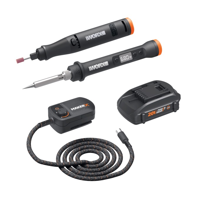 MAKERX 20-Volt Rotary Tool + Wood/Metal Crafter Kit by WORX, , large