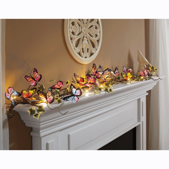 Lighted Butterfly Garland, , large
