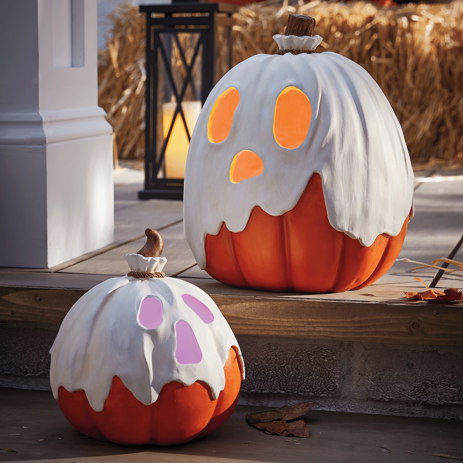 プリズムストーン　ハロウィン Set of 2 Outdoor Lit Ghost Pumpkins | Seventh Avenue