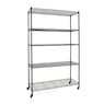 Wide 5-Tier Rolling Metal Wire Storage Rack with Wheels, , large