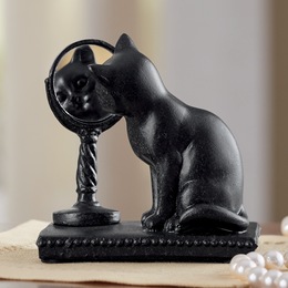 Cat with Mirror Figurine, , large