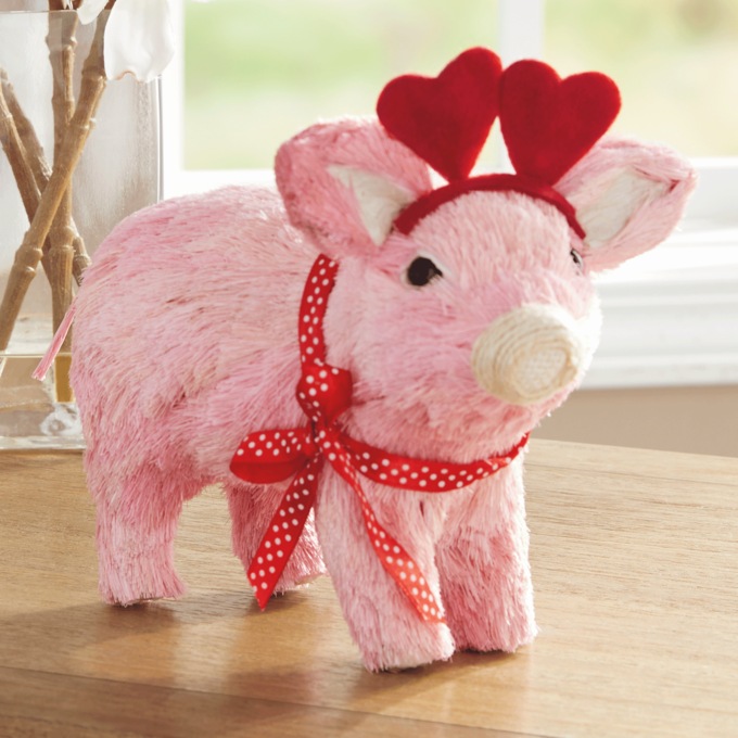 Sisal Valentine Pig, , large
