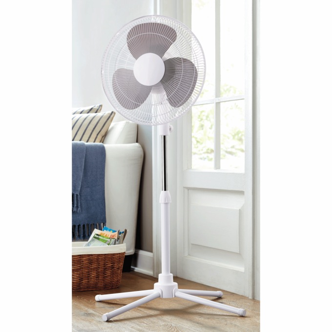 LifeSmart 16" Pedestal Fan, White, large